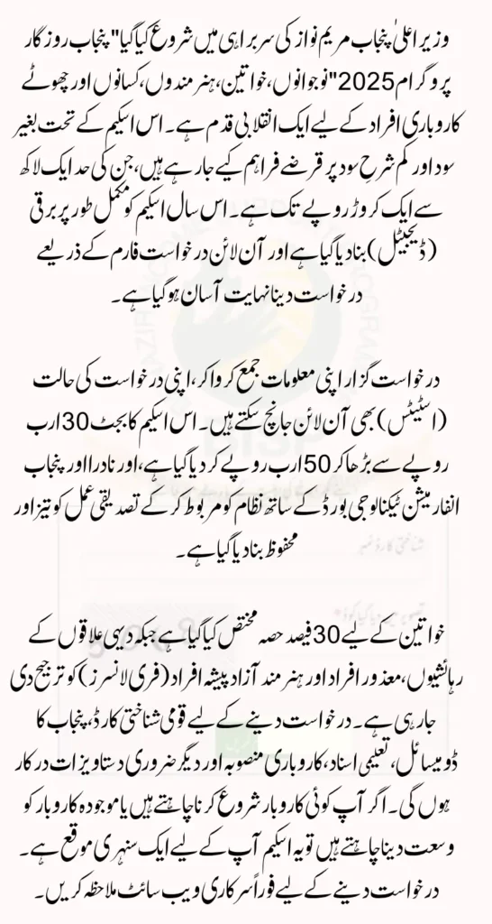 CM Punjab Loan Scheme 2025 Check New Latest Updates