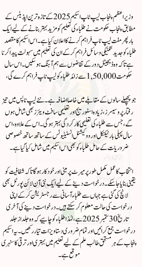 CM Punjab Laptop Scheme 2025 Fresh Updates for Students