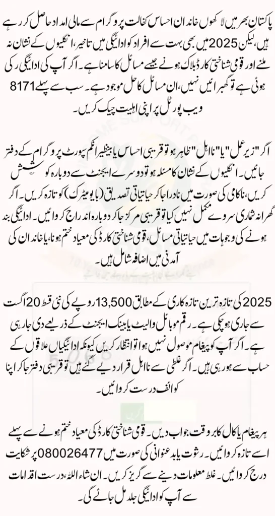 Ehsaas Payment Issue Solution 2025 (Check Latest Payment Update)