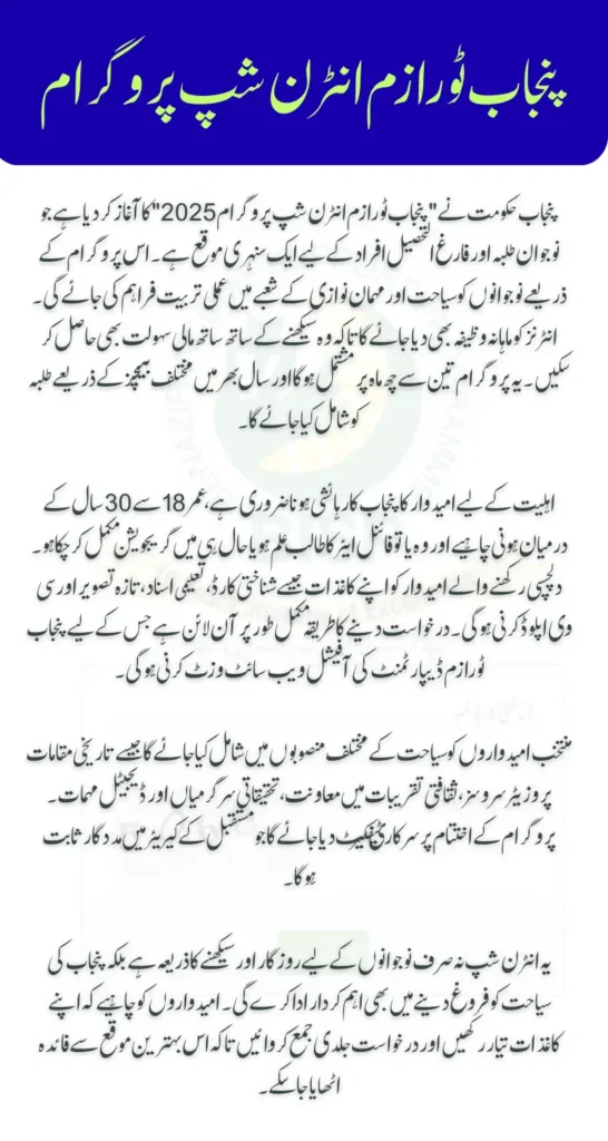 Punjab Tourism Internship Program 2025 Check Eligibility & Last Date for Apply