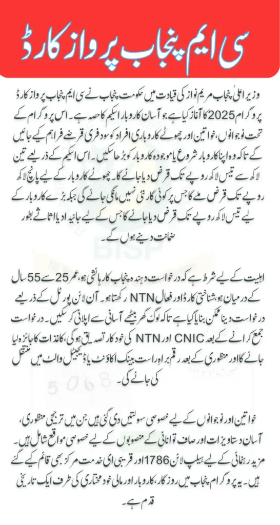 CM Parwaz Card Apply Online Portal Check Complete Loan Tiers Details