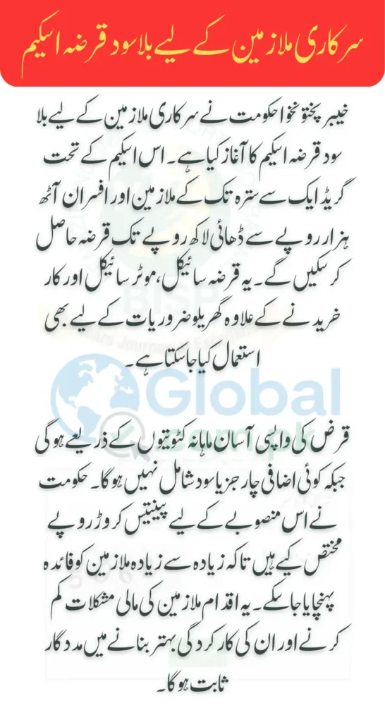 Good News: Khyber Pakhtunkhwa Govt to Provide Interest-Free Loans