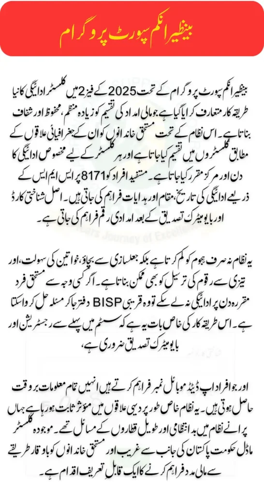 Benazir Kafalat 2025 Phase 2 Cluster Payment Method November 2025 Details Check Online