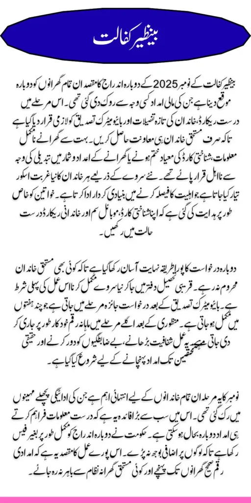 Benazir Kafalat November 2025 Re-Application For Payment 13500 