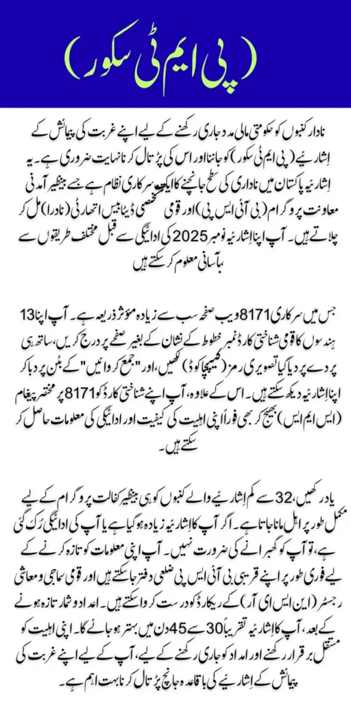 How to Check PMT Score BISP For November Payment 2025
